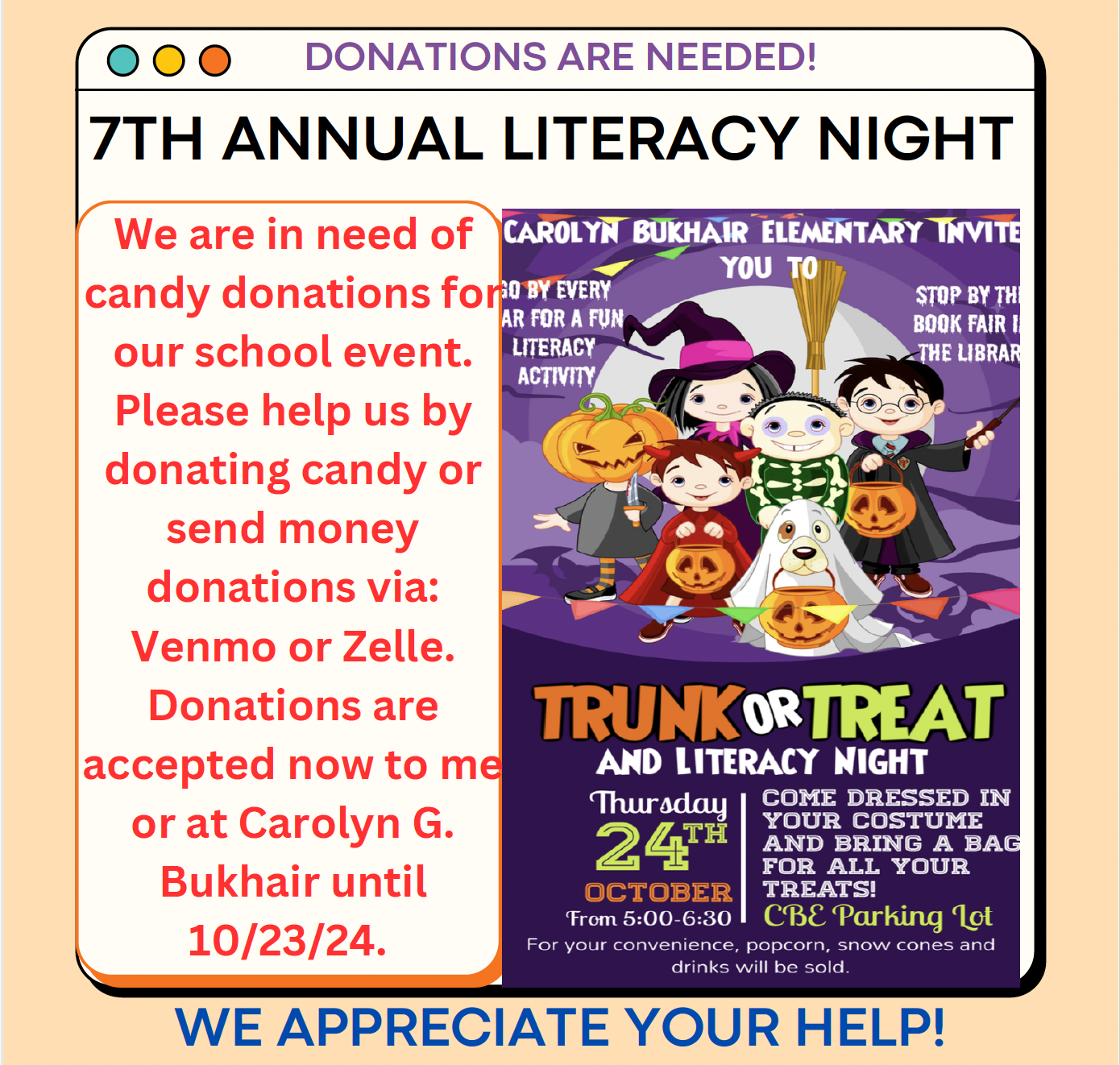 7th Annual Literacy Night. Information in post.